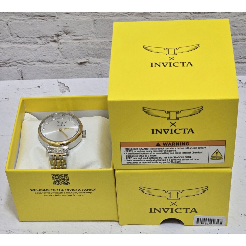 Invicta Angel Women's Watch Gemmed 34mm Silver Gold 69954 Brand New - Picture 2 of 8